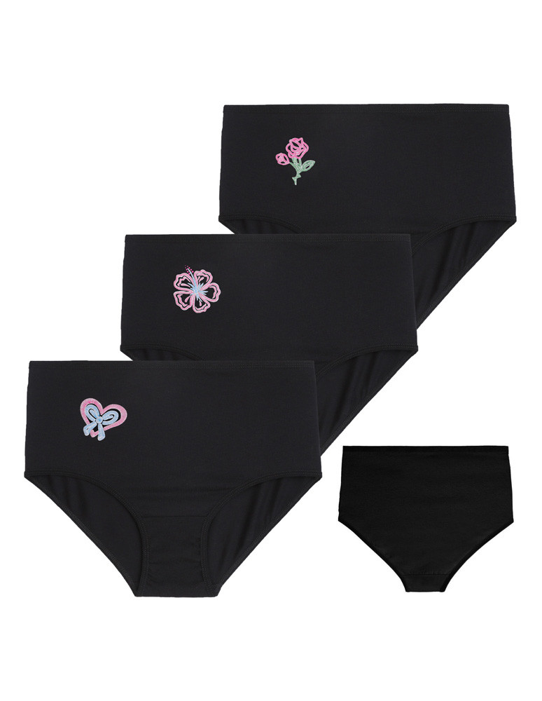 Majtki figi damskie z wysokim stanem Plus Size 3-pak CZARNY