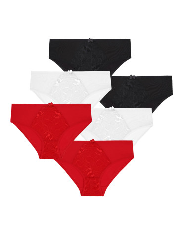 Majtki figi damskie bawełniane z koronkowym przodem 6-pak