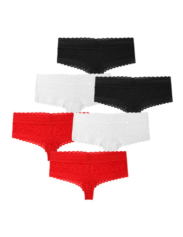 Majtki damskie koronkowe szorty z wyższym stanem 6-pak