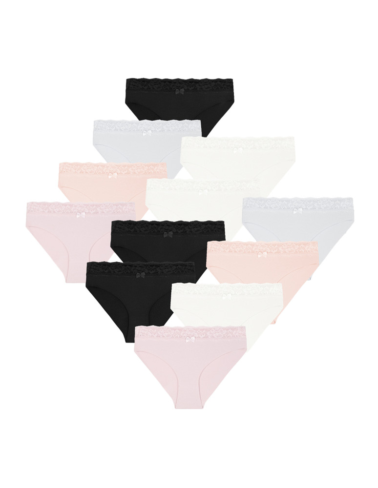 Majtki figi - Majtki damskie figi laserowo cięte wykończone koronką 12-pak WIELOKOLOROWY - produkt moraj.pl 1