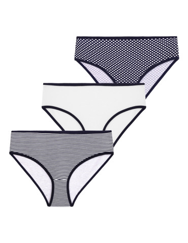 Majtki figi damskie bawełniane w kropki i paski 3-pak