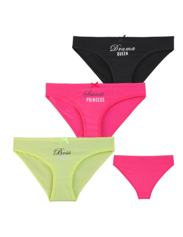 Majtki figi damskie bawełniane z napisem