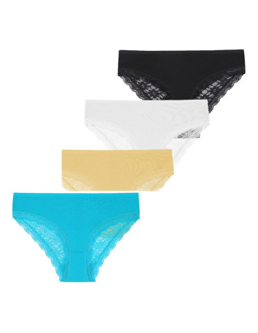 Majtki figi damskie bawełniane z koronkowym tyłem 4-pak