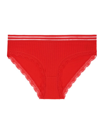 Majtki figi - Majtki figi damskie prążek z wykończeniem koronkowym 4-pak WIELOKOLOROWY - produkt 3