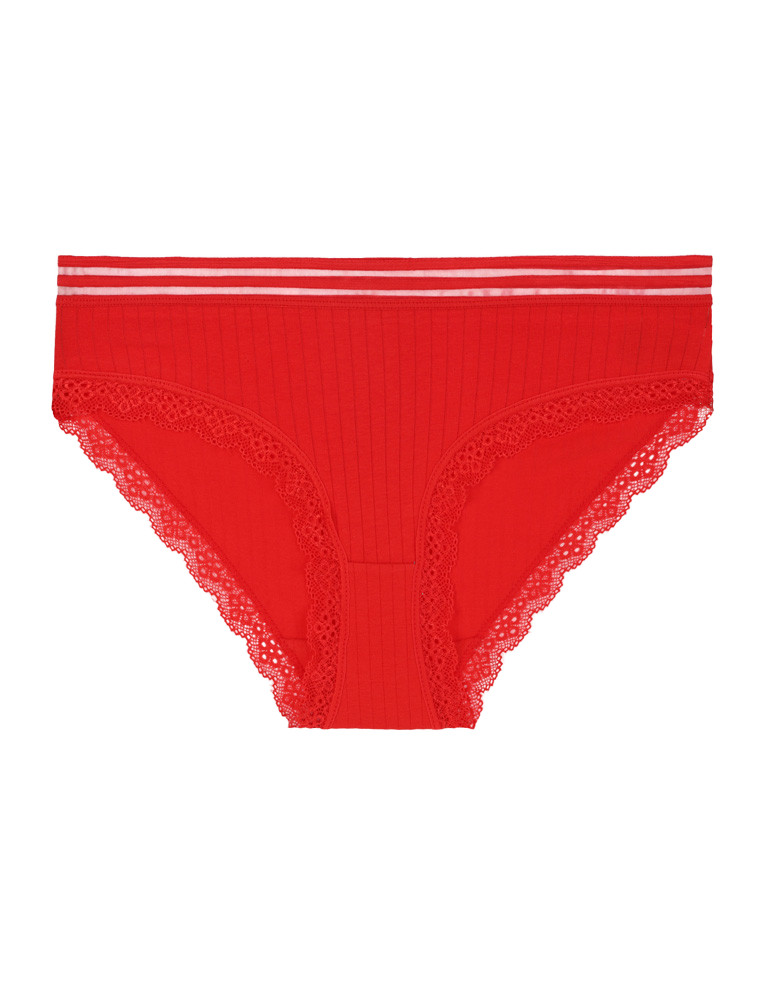 Majtki figi - Majtki figi damskie prążek z wykończeniem koronkowym 4-pak WIELOKOLOROWY - produkt moraj.pl 3