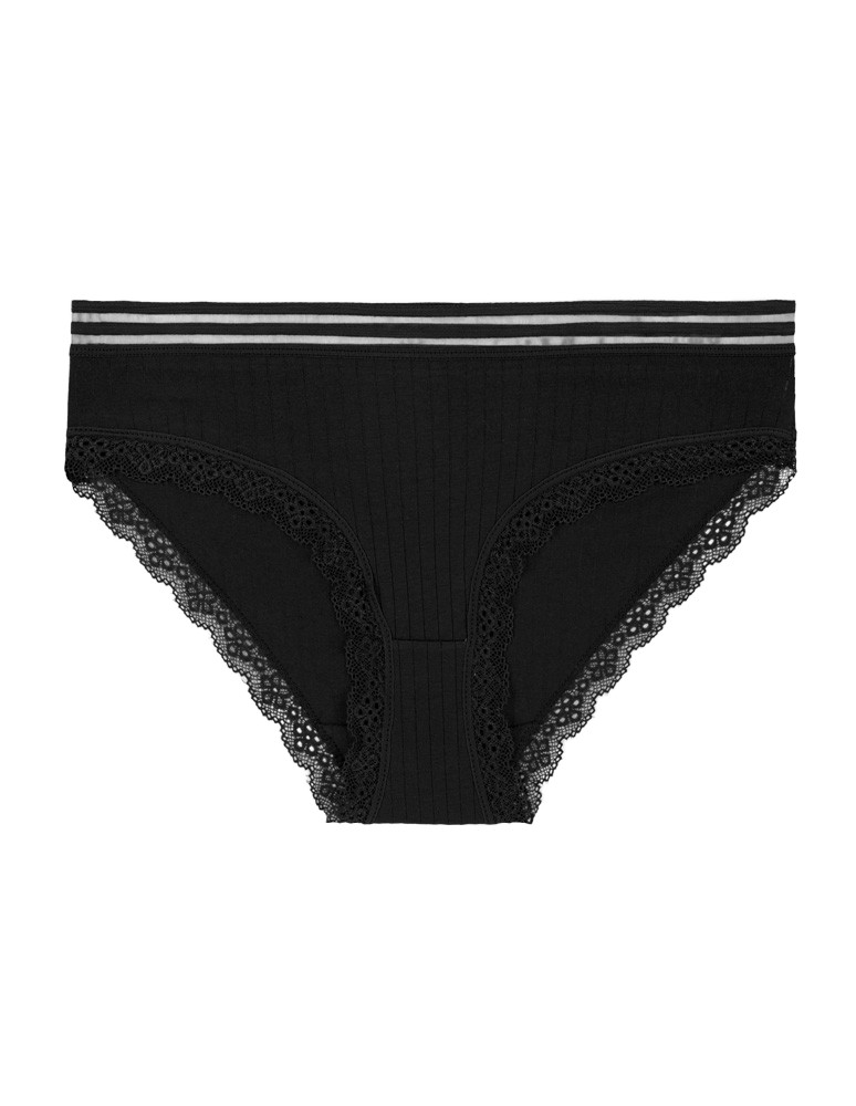 Majtki figi - Majtki figi damskie prążek z wykończeniem koronkowym 4-pak WIELOKOLOROWY - produkt moraj.pl 4