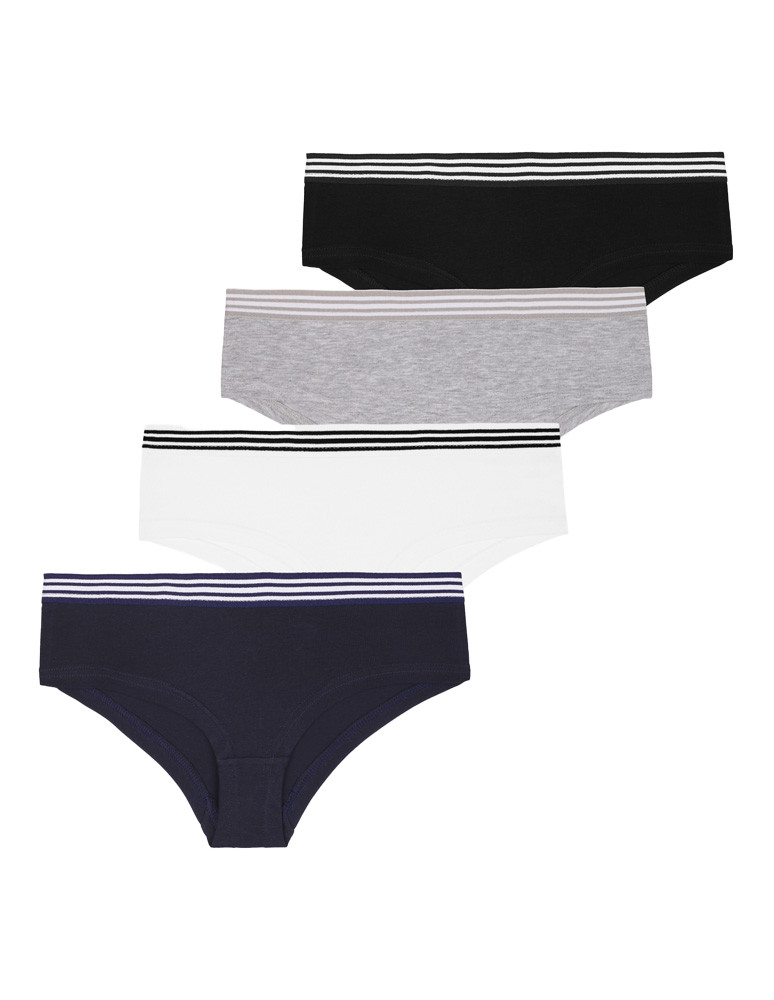 Majtki figi - Majtki szorty damskie z elastyczną gumką gładkie 4-pak WIELOKOLOROWY - produkt moraj.pl 1