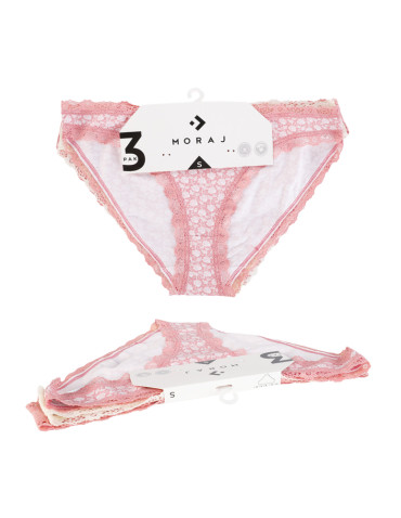 Majtki figi - Majtki figi damskie mini bikini wykończone koronką 3-pak WIELOKOLOROWY - produkt 6