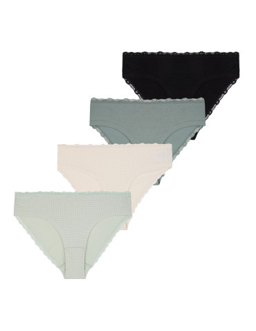 Majtki damskie figi bikini w kropki wykończone koronką 4-pak