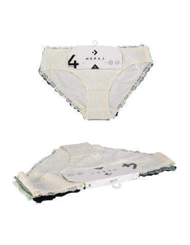 Majtki figi - Majtki damskie figi bikini w kropki wykończone koronką 4-pak WIELOKOLOROWY - produkt 7