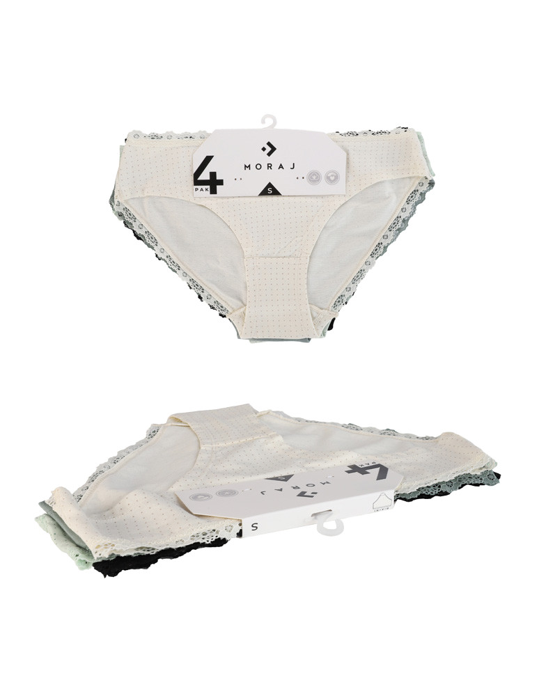 Majtki figi - Majtki damskie figi bikini w kropki wykończone koronką 4-pak WIELOKOLOROWY  - produkt moraj.pl 7