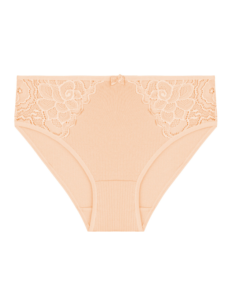 Majtki figi - Majtki damskie figi prążkowane z koronkowym zdobieniem 5-pak WIELOKOLOROWY - produkt moraj.pl 4
