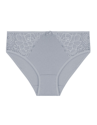 Majtki figi - Majtki damskie figi prążkowane z koronkowym zdobieniem 5-pak WIELOKOLOROWY - produkt 5