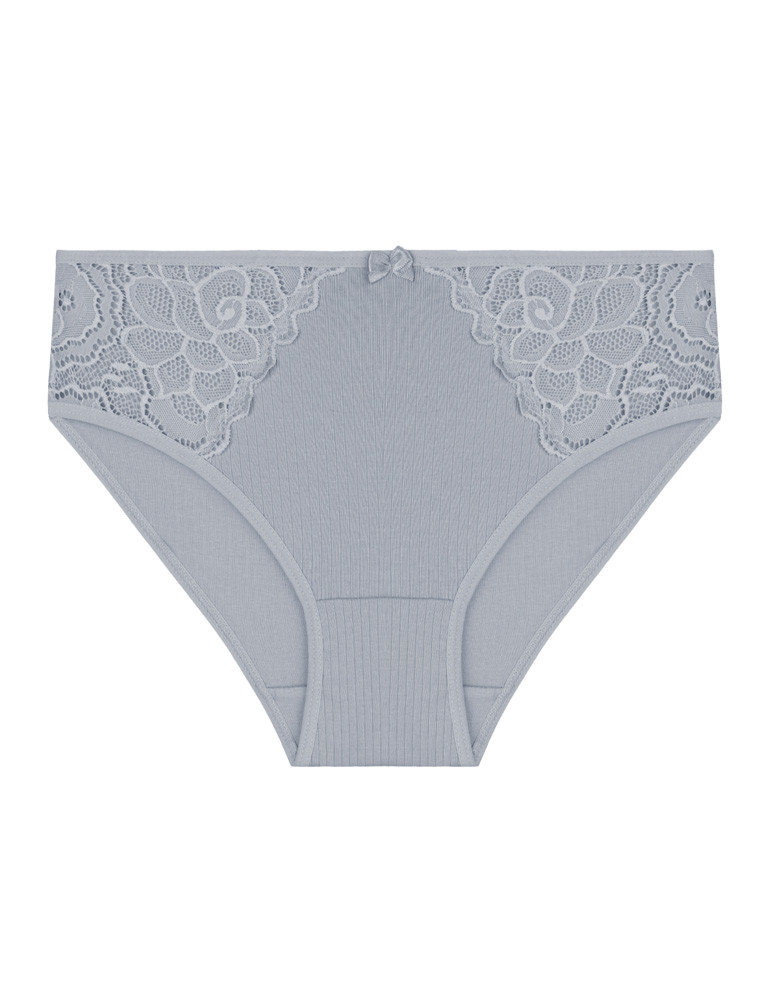 Majtki figi - Majtki damskie figi prążkowane z koronkowym zdobieniem 5-pak WIELOKOLOROWY - produkt moraj.pl 5