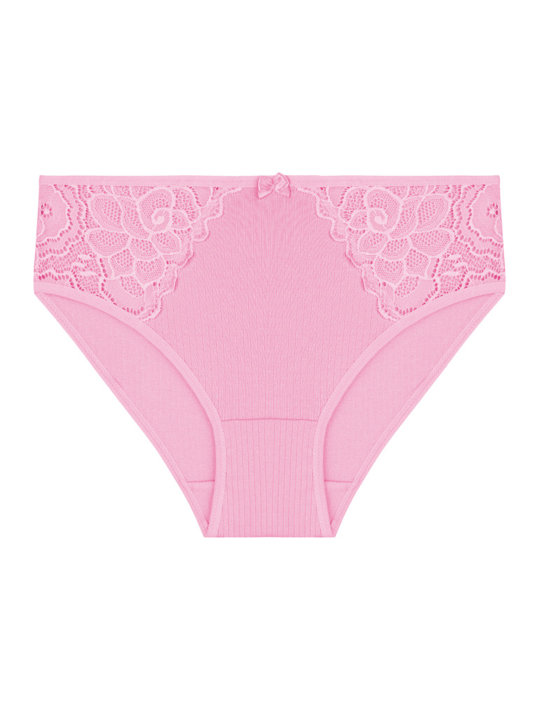 Majtki figi - Majtki damskie figi prążkowane z koronkowym zdobieniem 5-pak WIELOKOLOROWY - produkt moraj.pl 7