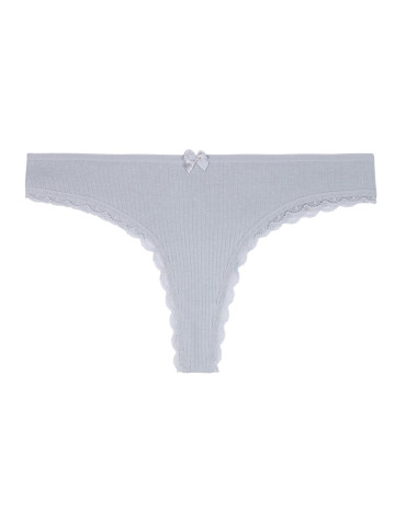 Majtki stringi - Majtki stringi damskie bawełniane w prążek z koronką 5-pak WIELOKOLOROWY - produkt 4