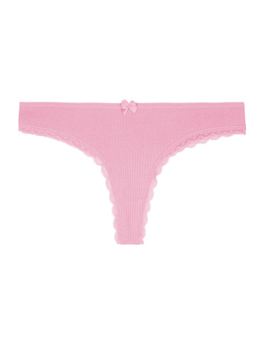 Majtki stringi - Majtki stringi damskie bawełniane w prążek z koronką 5-pak WIELOKOLOROWY - produkt 5