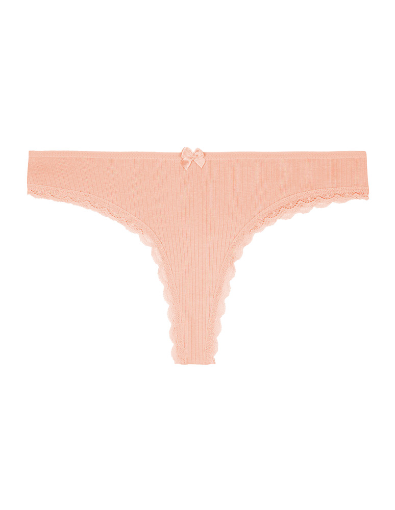 Majtki stringi - Majtki stringi damskie bawełniane w prążek z koronką 5-pak WIELOKOLOROWY  - produkt moraj.pl 8