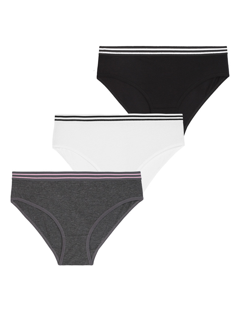 Majtki figi - Majtki figi damskie bawełniane z gumką w pasie 3-pak WIELOKOLOROWY - produkt moraj.pl 1