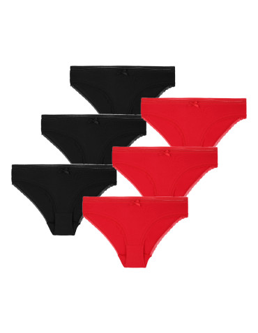 Majtki figi damskie bawełniane wykończone koronką 6-pak