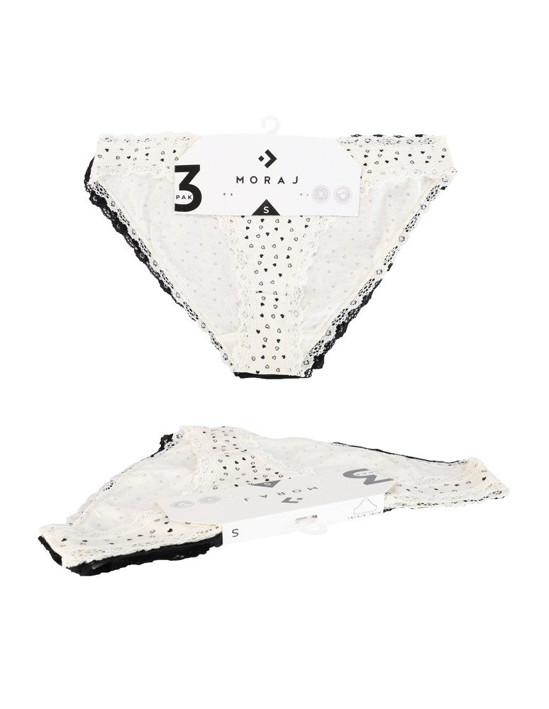 Majtki figi - Majtki damskie figi mini bikini w serduszka z koronką 3-pak WIELOKOLOROWY  - produkt moraj.pl 6