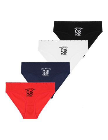 Majtki figi damskie bikini bawełniane z nadrukiem 4-pak