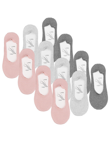Skarpetki damskie niskie stopki bawełniane w paski 12-pak