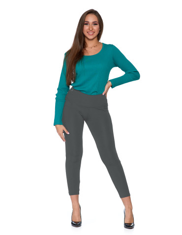 Legginsy damskie z ozdobnym zamkiem z boku