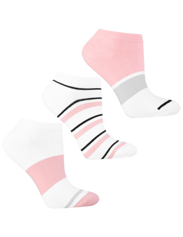 Skarpetki stopki damskie w pastelowe paski 3-pak