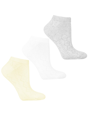 Skarpetki stopki damskie w ażurkowy wzór 3-pak