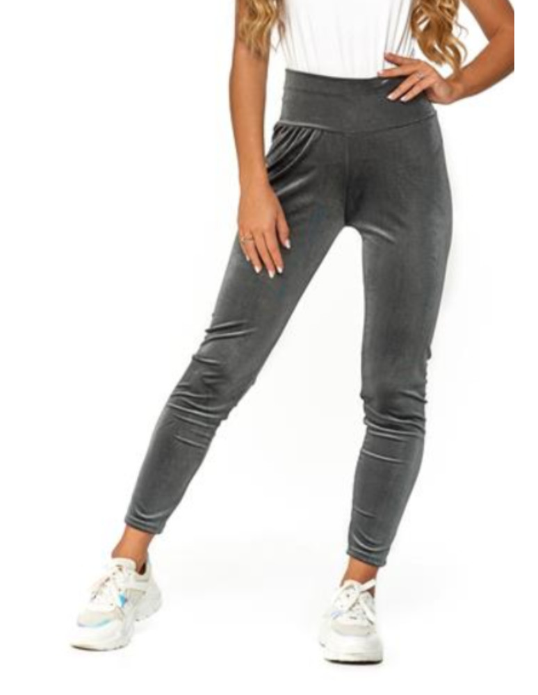 Legginsy damskie - Legginsy damskie welurowe z wysokim stanem SZARY  - produkt moraj.pl 8