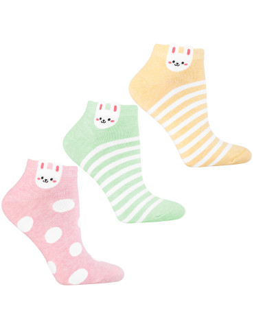 Skarpetki stopki damskie z uroczym motywem króliczka 3-pak