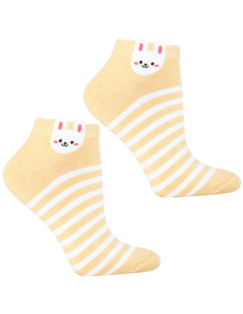 Stopki damskie - Skarpetki stopki damskie z uroczym motywem króliczka 3-pak WIELOKOLOROWY - produkt moraj.pl 2