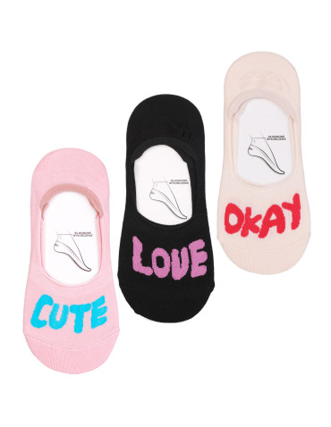 Skarpetki niskie stopki bawełniane z napisami 3-pak