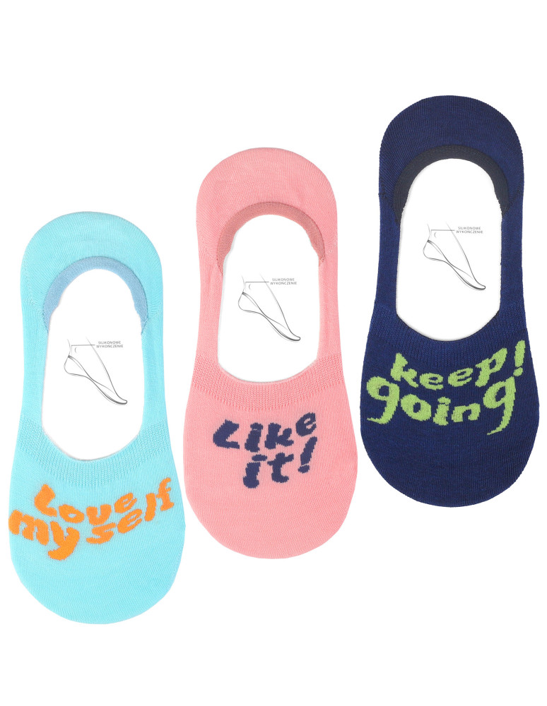 Niskie stopki - Skarpetki stopki niskie damskie z napisami 3-pak WIELOKOLOROWY - produkt moraj.pl 1
