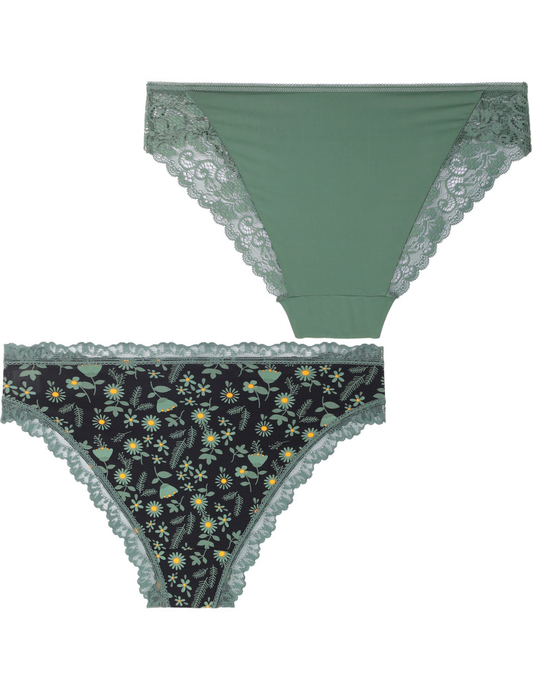 Majtki figi - Majtki figi damskie z koronkowym wykończeniem 2-pak WIELOKOLOROWY - produkt moraj.pl 3