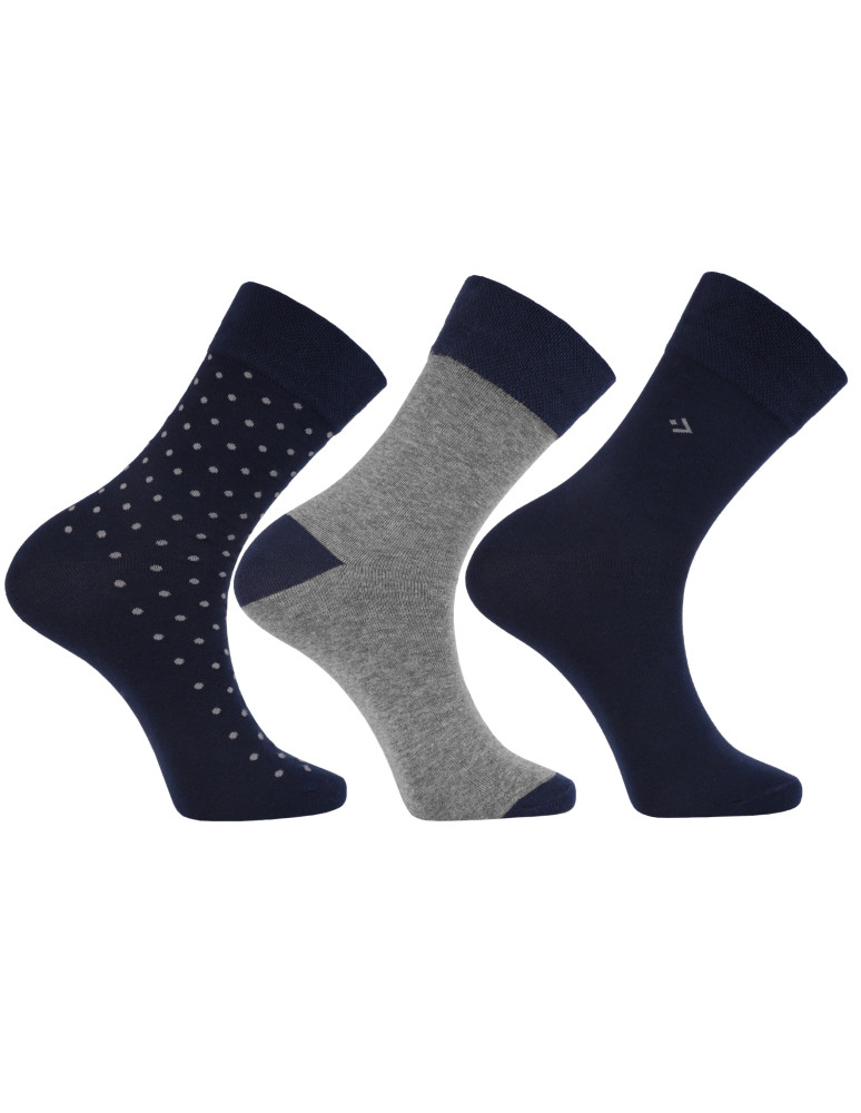 MĘŻCZYZNA - Skarpety męskie bawełniane długie w klasyczne wzory 3-pak WIELOKOLOROWY - produkt moraj.pl 1