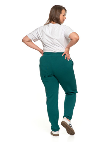 Spodnie damskie - Damskie spodnie dresowe rurki eleganckie z kieszeniami CIEMNY ZIELONY - produkt 6