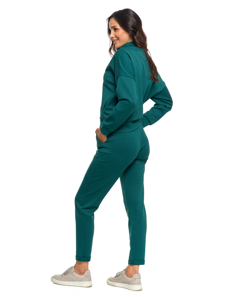 Spodnie damskie - Damskie spodnie dresowe rurki eleganckie z kieszeniami CIEMNY ZIELONY - produkt moraj.pl 7