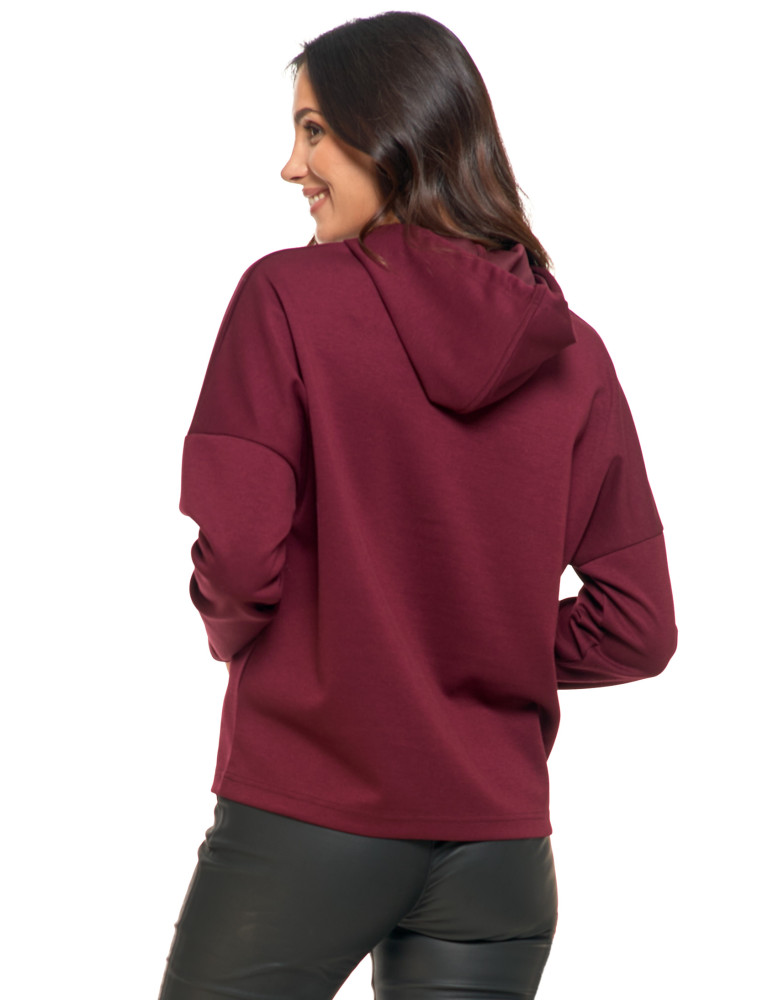 Bluzy damskie - Luźna damska bluza z kapturem ze złotym zdobieniem FIOLETOWY - produkt moraj.pl 2