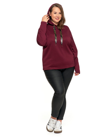 Bluzy damskie - Luźna damska bluza z kapturem ze złotym zdobieniem FIOLETOWY - produkt 6