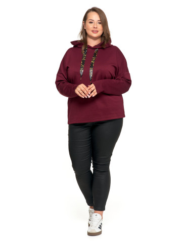 Bluzy damskie - Luźna damska bluza z kapturem ze złotym zdobieniem FIOLETOWY - produkt 7