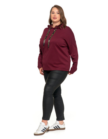 Bluzy damskie - Luźna damska bluza z kapturem ze złotym zdobieniem FIOLETOWY - produkt 8