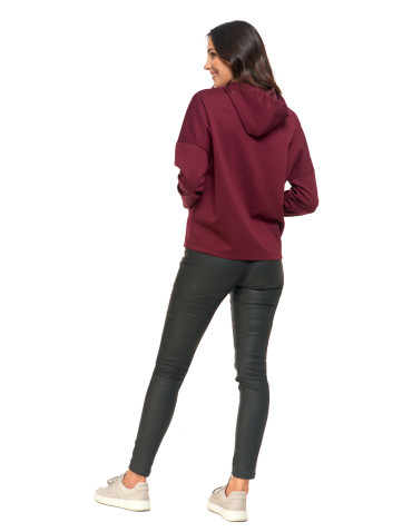 Bluzy damskie - Luźna damska bluza z kapturem ze złotym zdobieniem FIOLETOWY - produkt 10