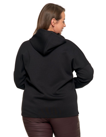 Bluzy damskie - Luźna damska bluza z kapturem ze złotym zdobieniem CZARNY - produkt 2