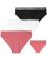 Majtki figi damskie gładkie z siateczkową gumką 3-pak WIELOKOLOROWY