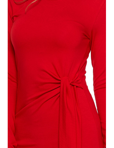 Sukienki i kombinezony - Długa sukienka damska dopasowana z rozcięciem CZERWONY - produkt 7