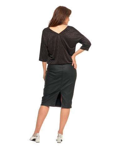 Bluzki i koszule - Damska bluzka błyszcząca o kroju bombki CZARNY - produkt 11