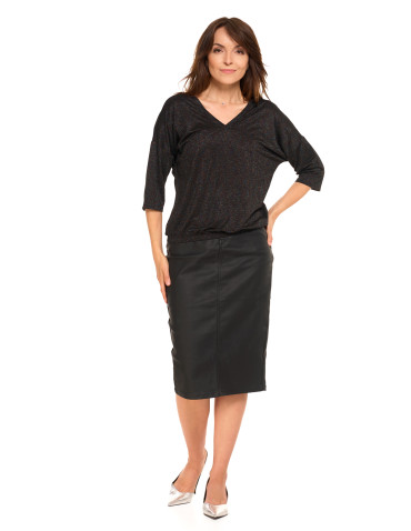 Bluzki i koszule - Damska bluzka błyszcząca o kroju bombki CZARNY - produkt 12