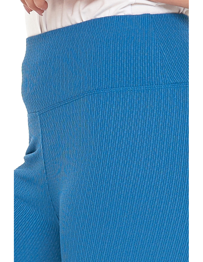 Legginsy damskie - Legginsy damskie w prążek z wysokim stanem NIEBIESKI - produkt moraj.pl 6